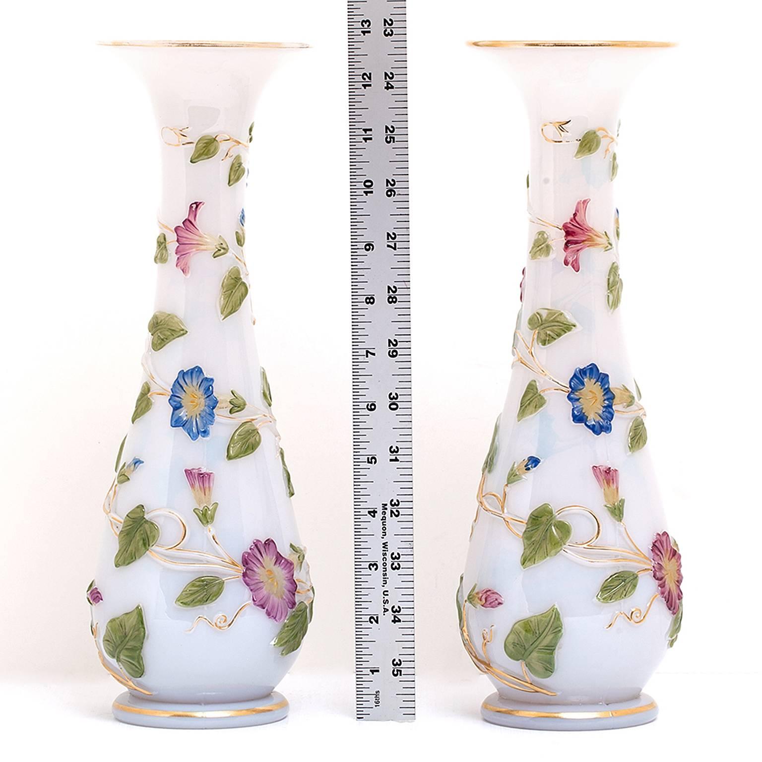 Pair of Superb Antique Baccarat Opaline Vases c1895 In Excellent Condition In Litchfield, CT