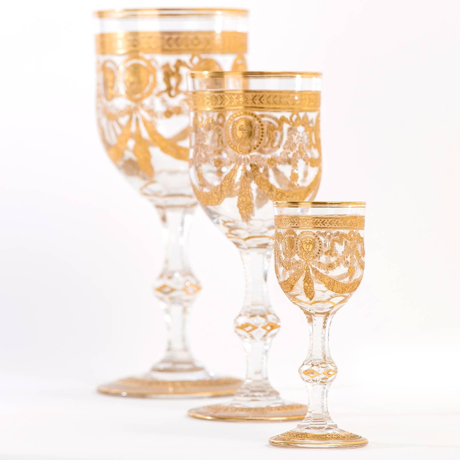 Early 20th Century Set of 36 St. Louis Congress Pattern Goblets