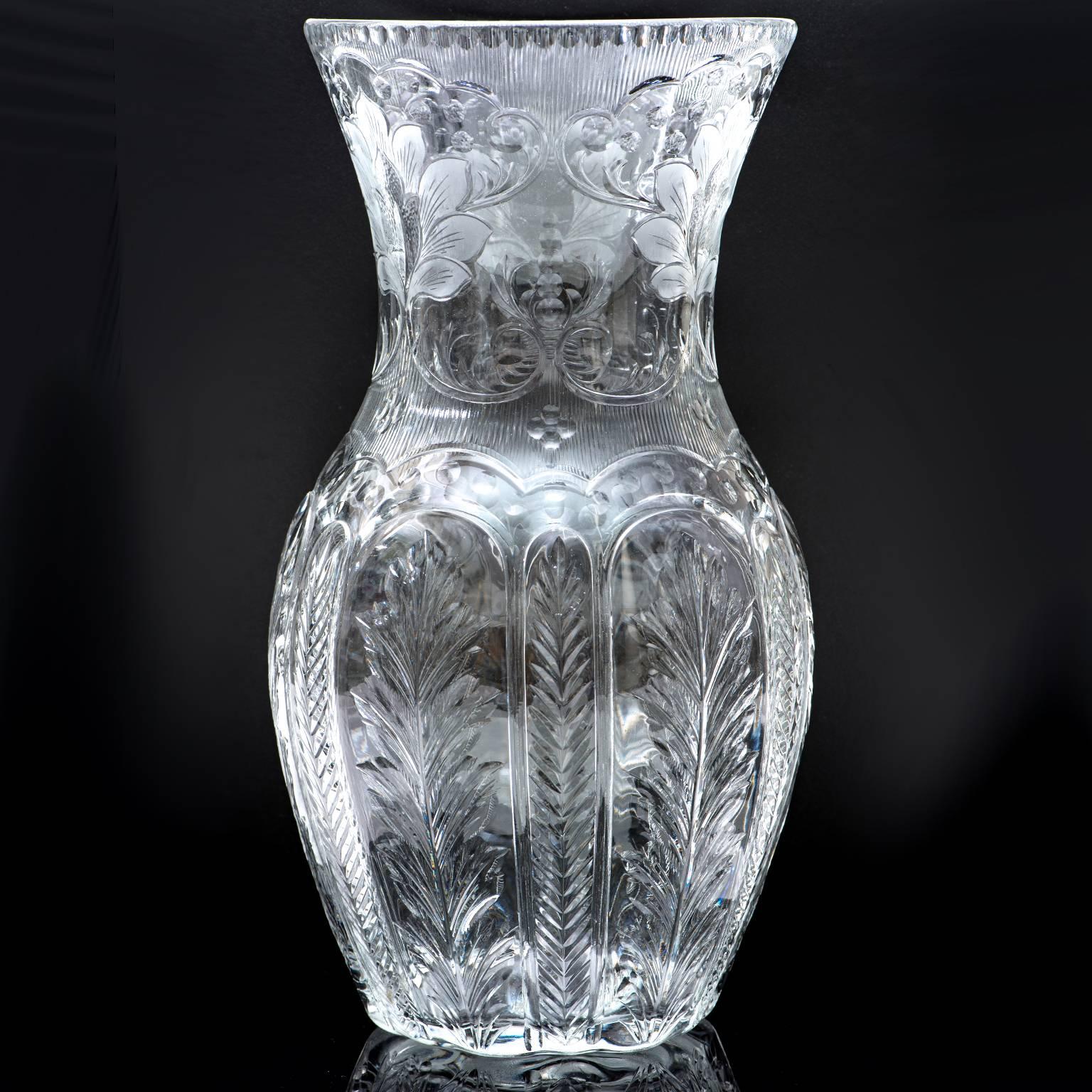 Elegant Stevens & Williams Engraved and Cut Crystal Vase 1