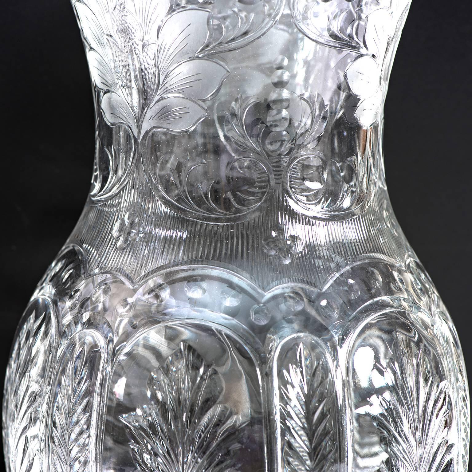 English Elegant Stevens & Williams Engraved and Cut Crystal Vase