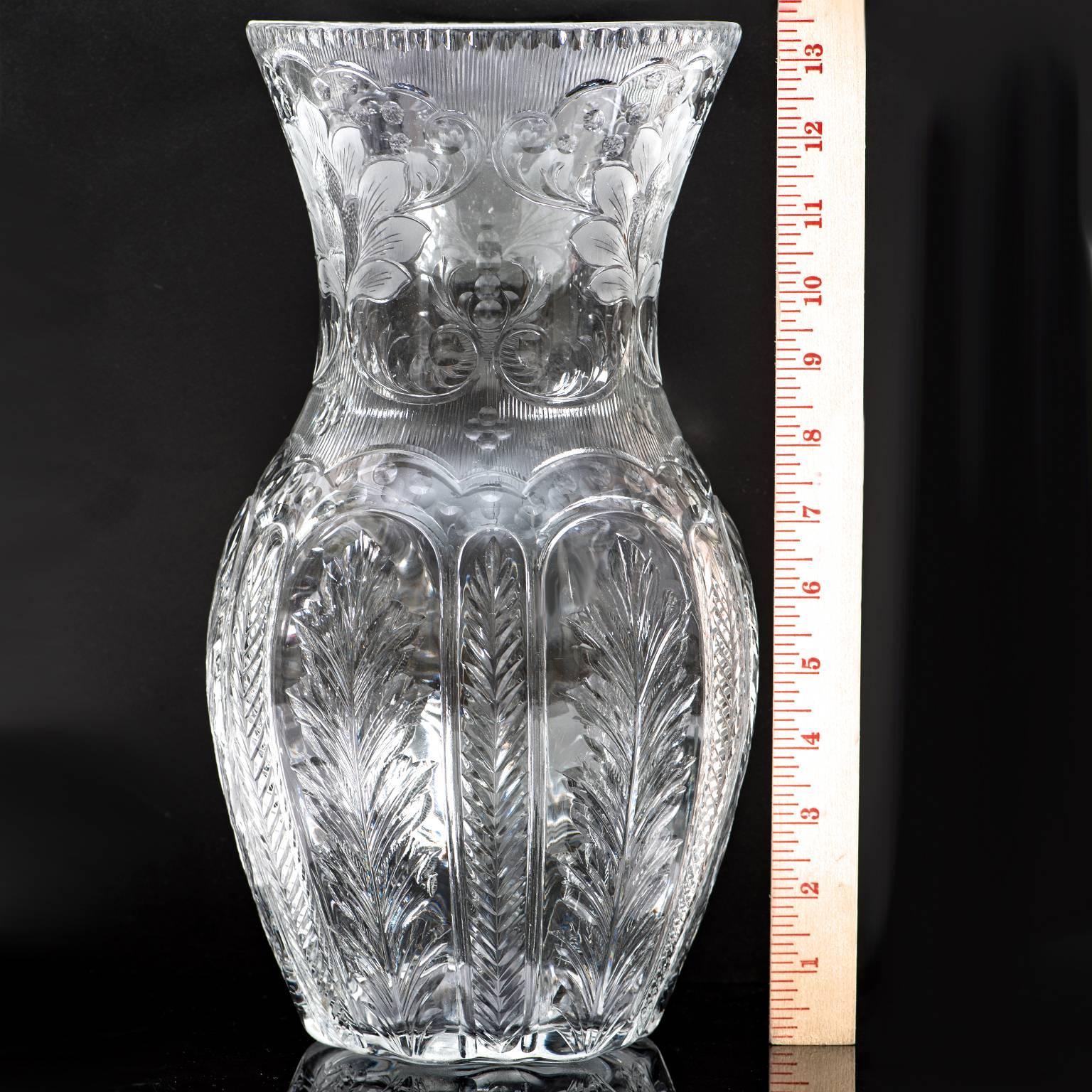Late 19th Century Elegant Stevens & Williams Engraved and Cut Crystal Vase