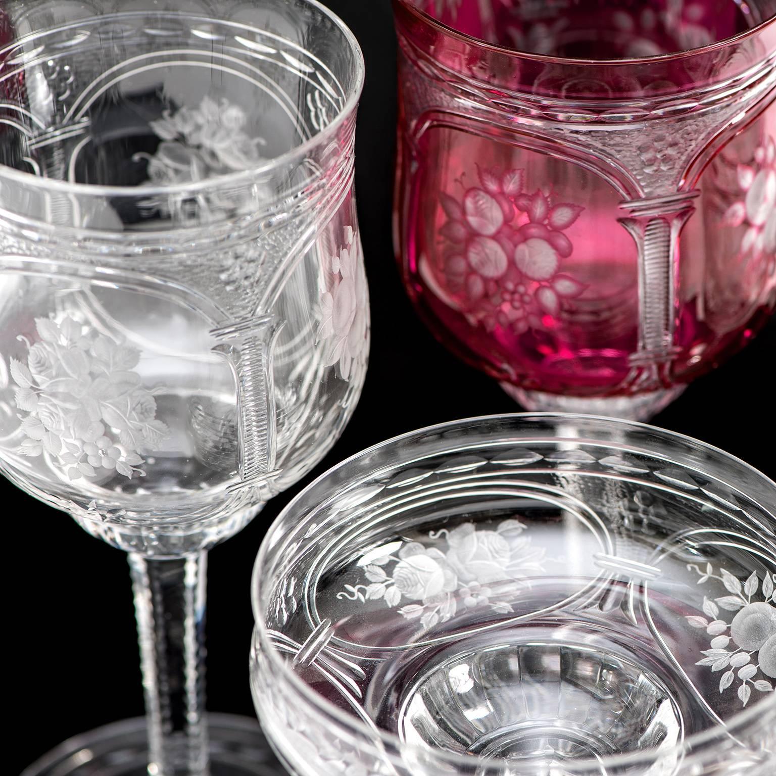 Early 20th Century 57-Piece Set of Baccarat Crystal Stemware