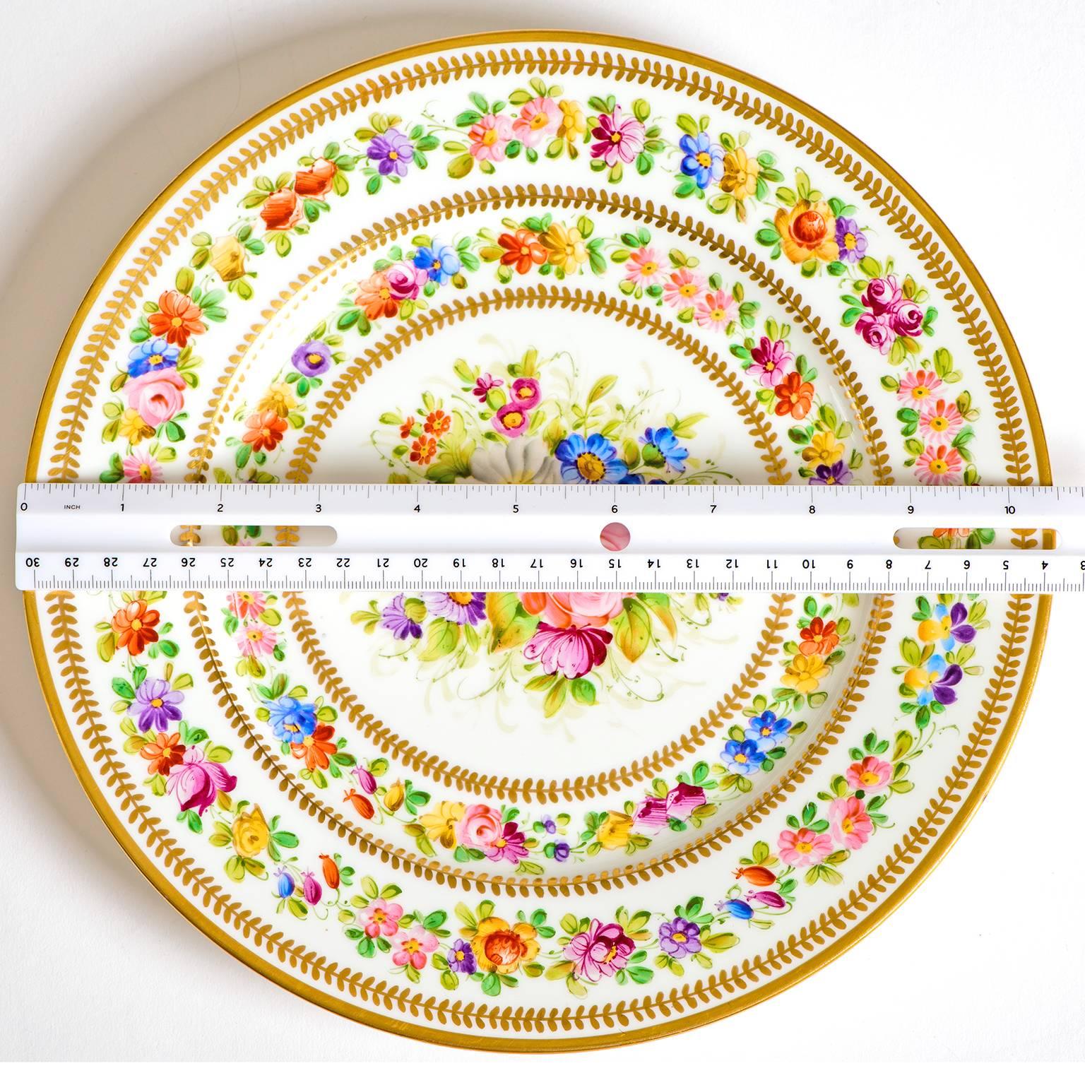 12 Hand-Painted Limoges Service Plates by Charles Ahrenfeldt In Excellent Condition In Litchfield, CT