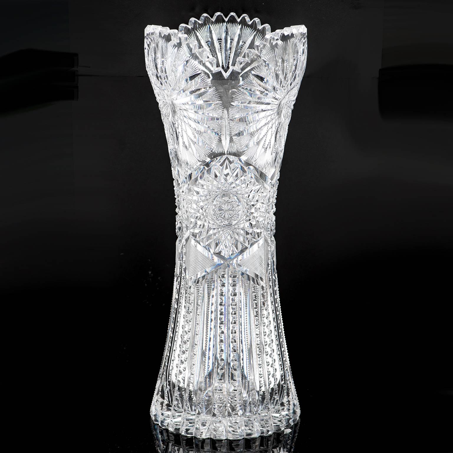 american brilliant cut glass vase