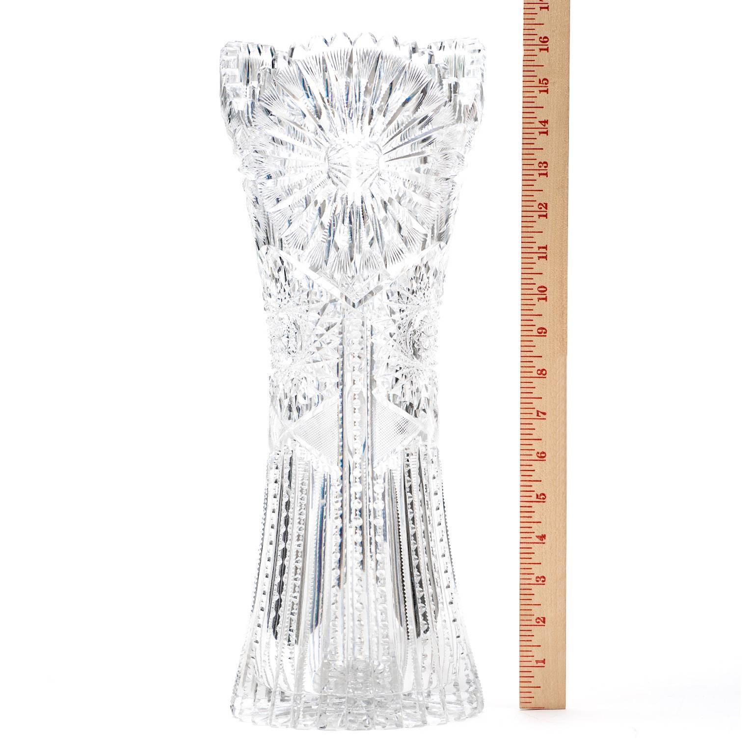 Late Victorian Exceptional American Brilliant Cut-Crystal Vase