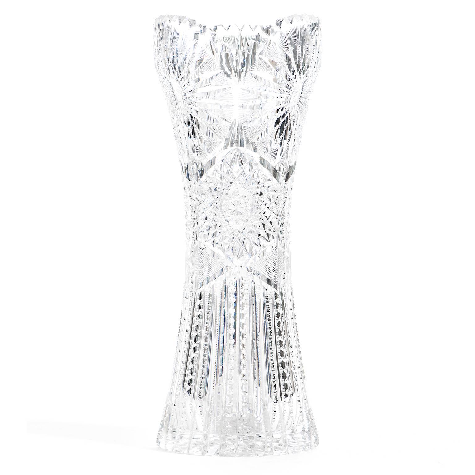 Exceptional American Brilliant Cut-Crystal Vase In Excellent Condition In Litchfield, CT