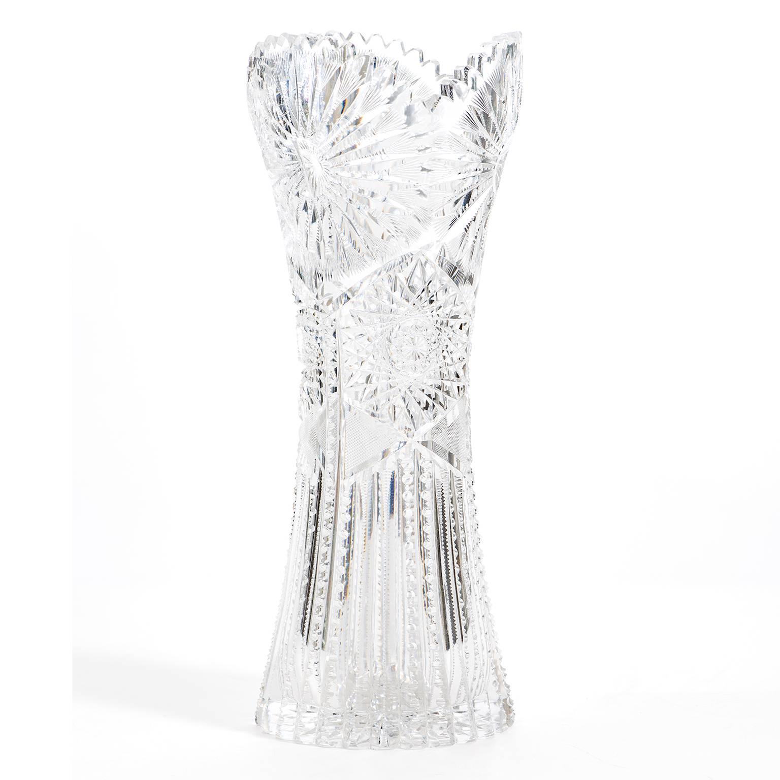 Late 19th Century Exceptional American Brilliant Cut-Crystal Vase