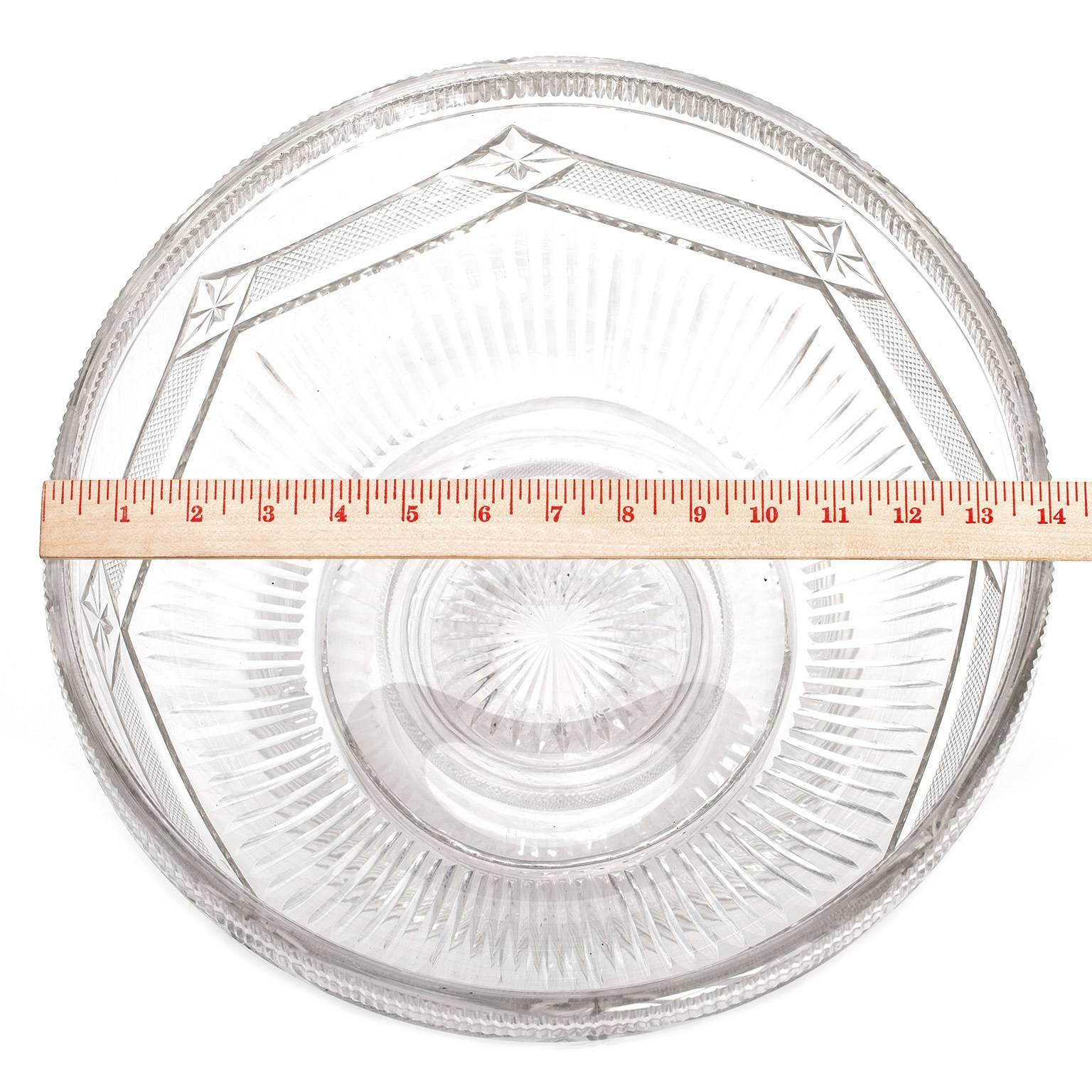 English Georgian Cut Crystal Punch Bowl