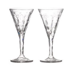Juego de 14 copas de agua Val St.Lambert grabadas con motivo Hafnia