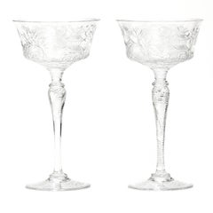 Set of 14 Stevens & Williams Chinoiserie Champagne-Cocktail Goblets