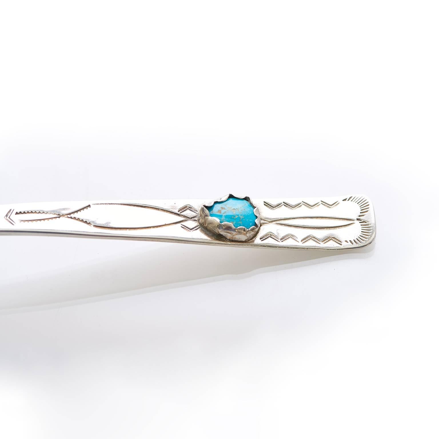 American Fifties Navajo Turquoise and Sterling Salad Set