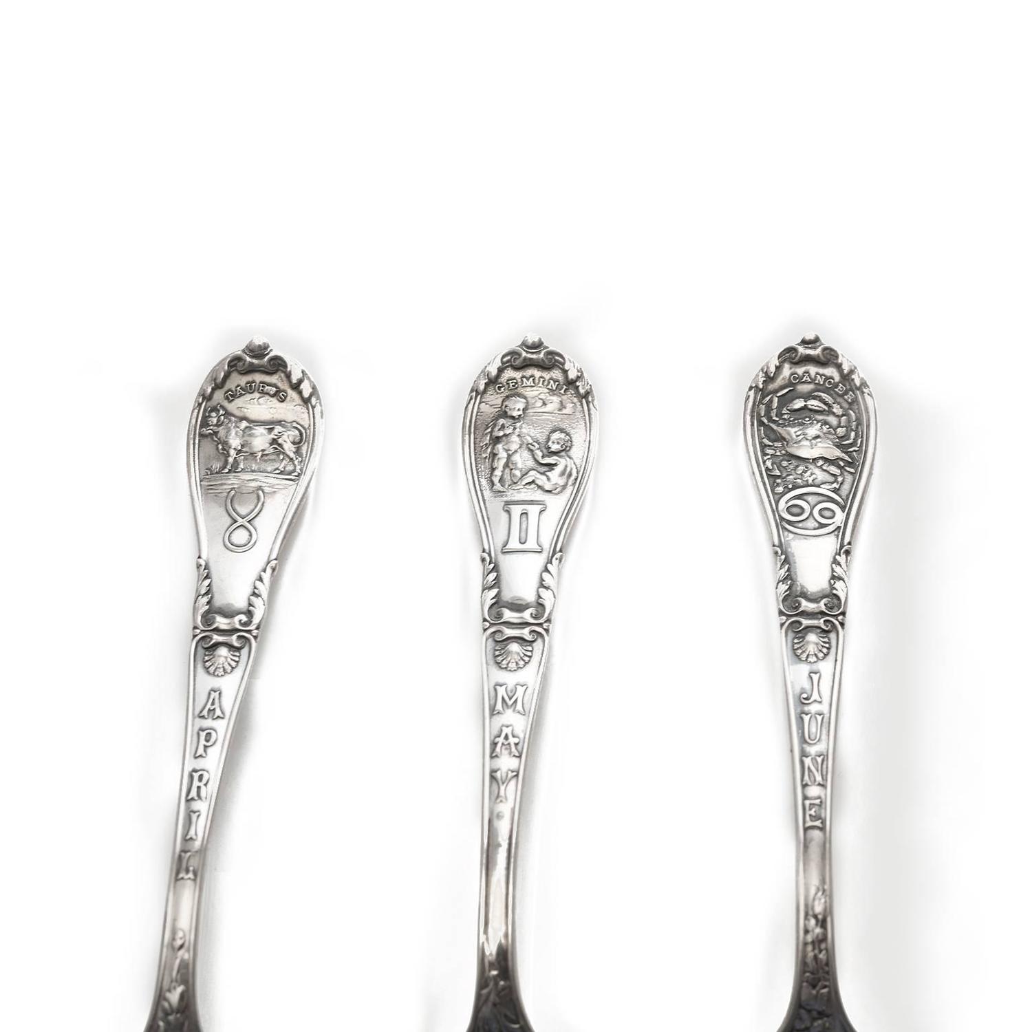 Set of 12 Gorham Zodiac Spoons in Sterling at 1stdibs