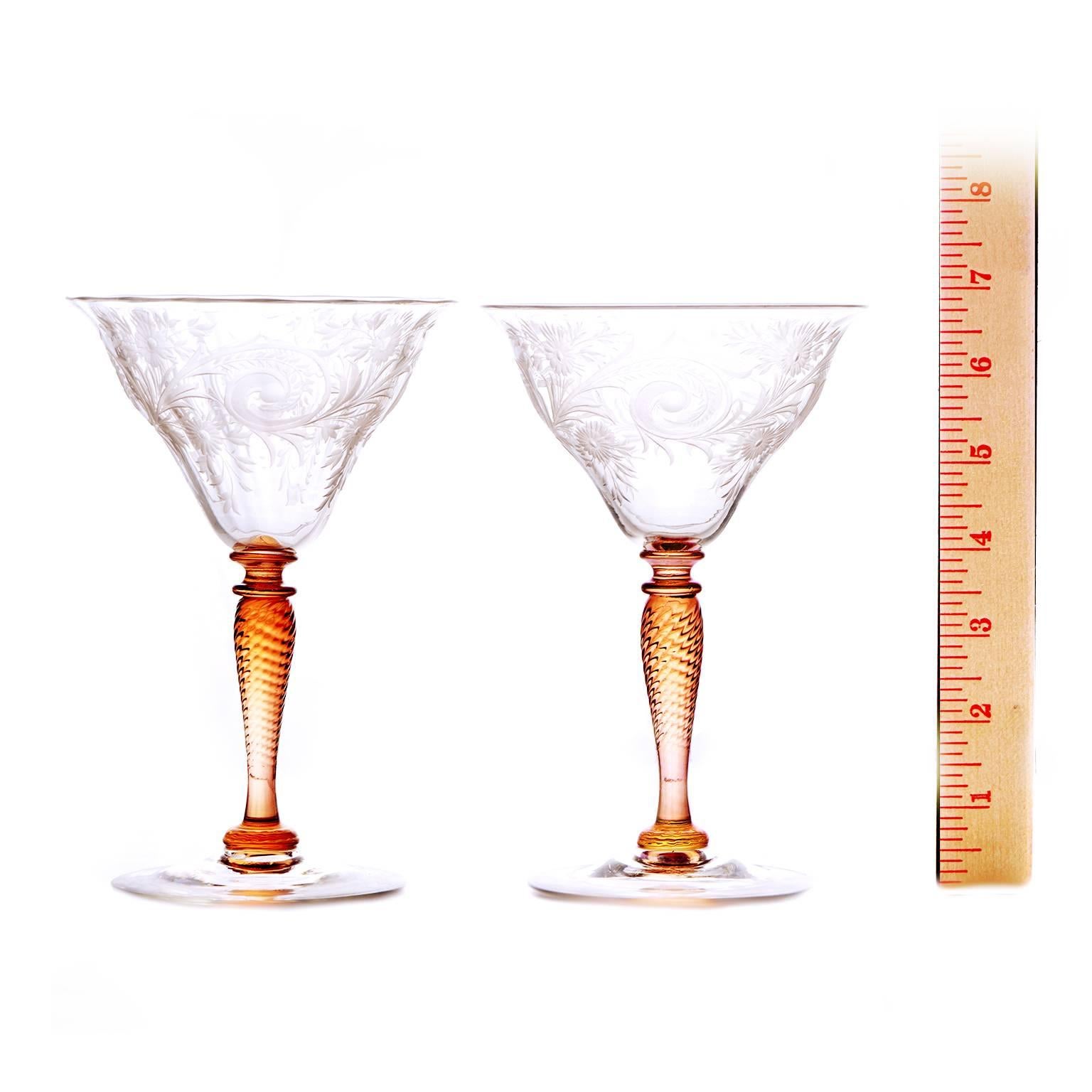 Steuben One-of-a-Kind Engraved Stemware Service In Excellent Condition In Litchfield, CT