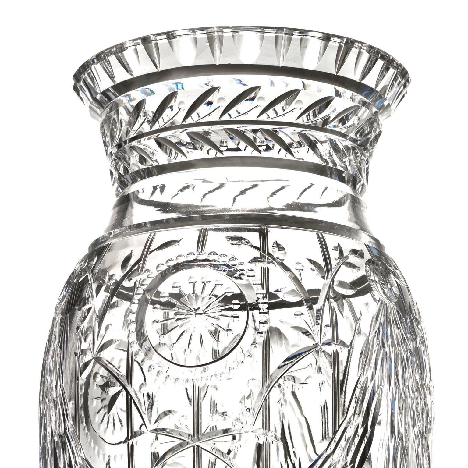 English Art Deco Cut Crystal Vase by Webb