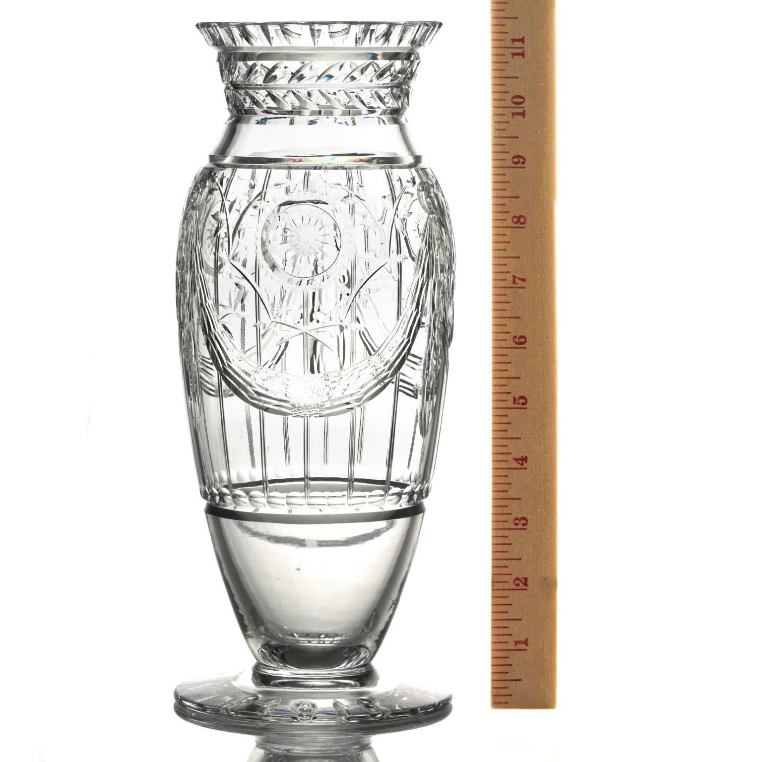 Mid-20th Century Art Deco Cut Crystal Vase by Webb