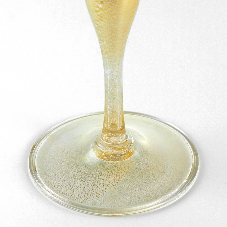 6 Venetian Hand-Blown Champagne Flutes by Martinuzzi In Excellent Condition In Litchfield, CT