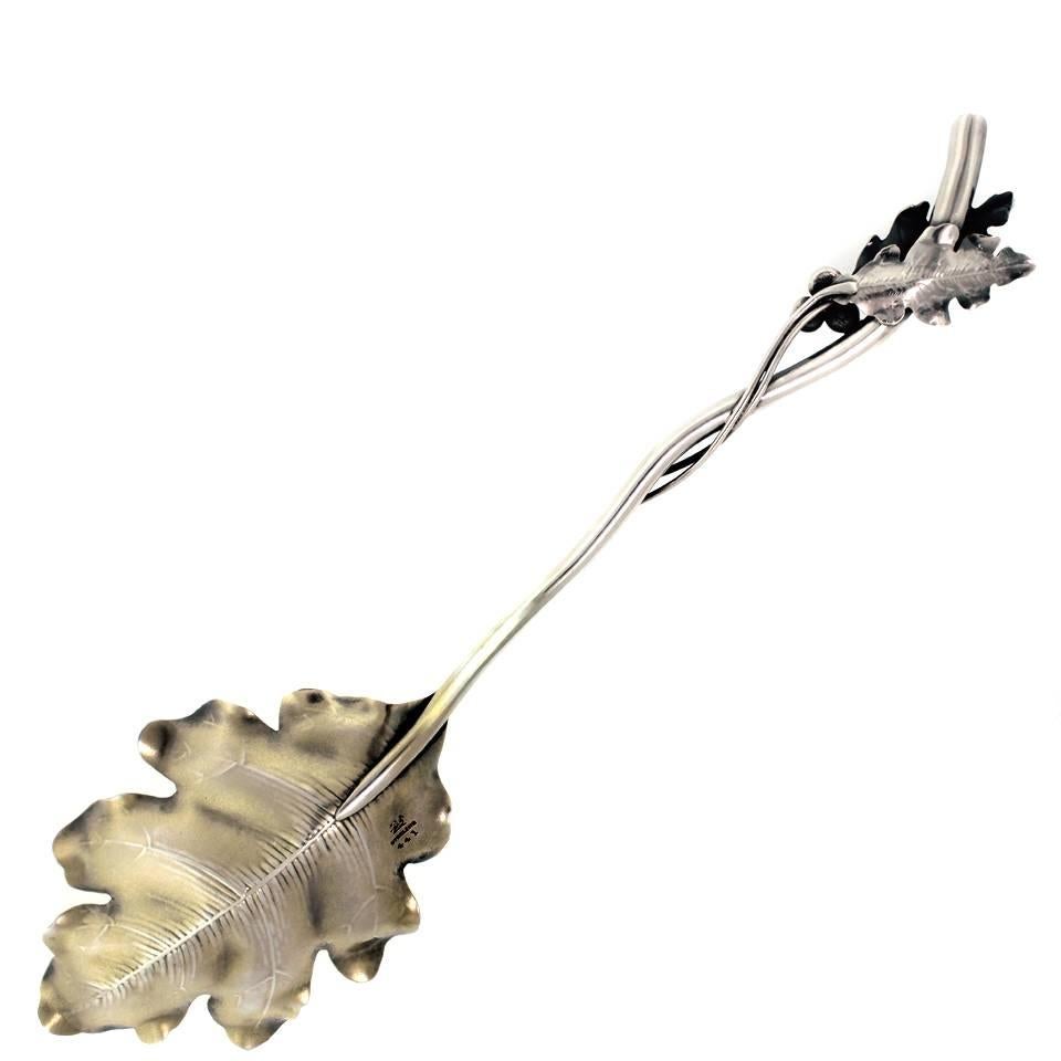 Victorian Acorn and Oak Leaf Motif Sterling Serving Spoon