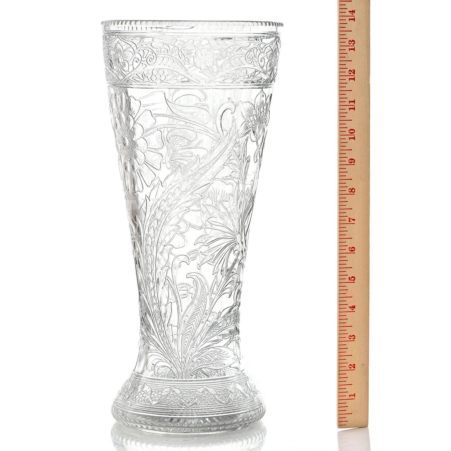 English Spectacular Thomas Webb Art Nouveau Rock Crystal Vase For Sale