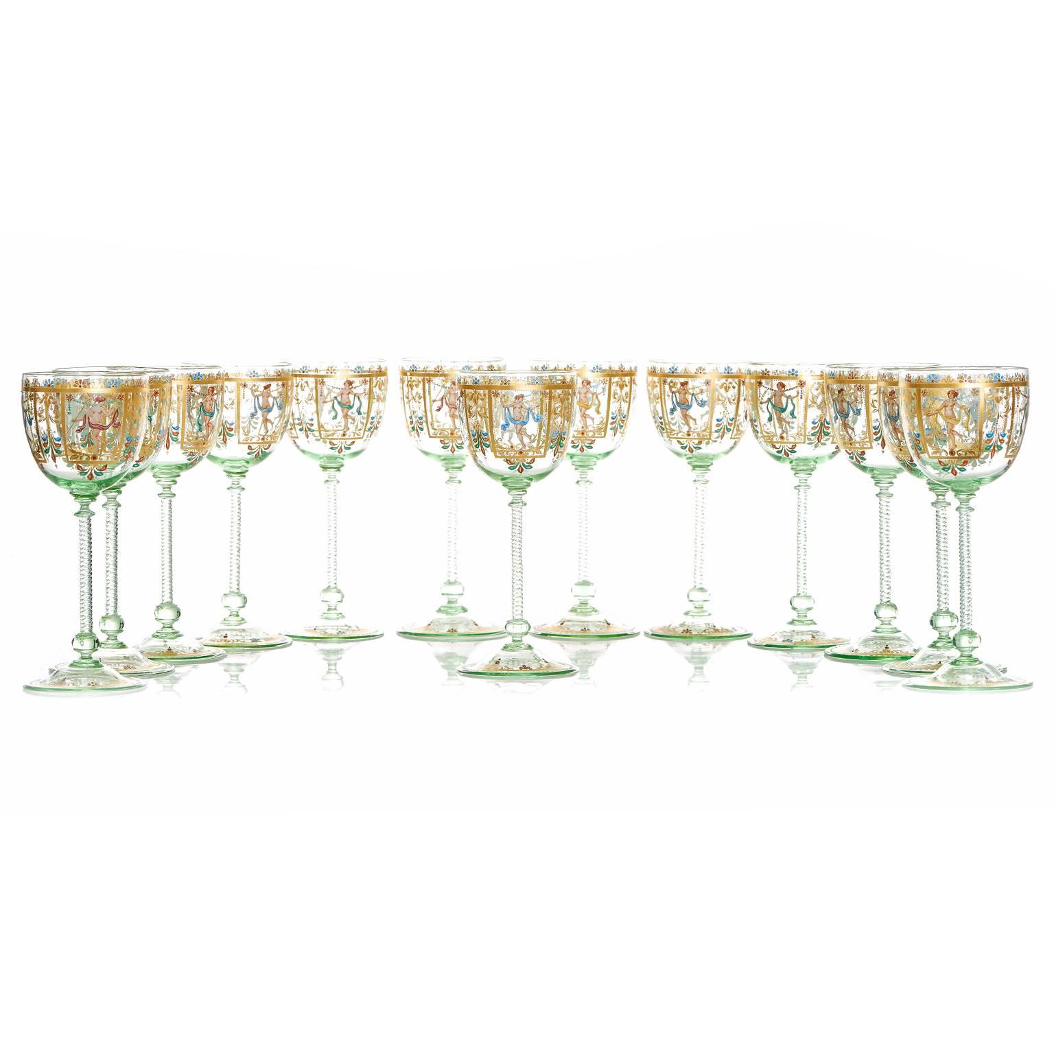gold enameled venetian wine glasses