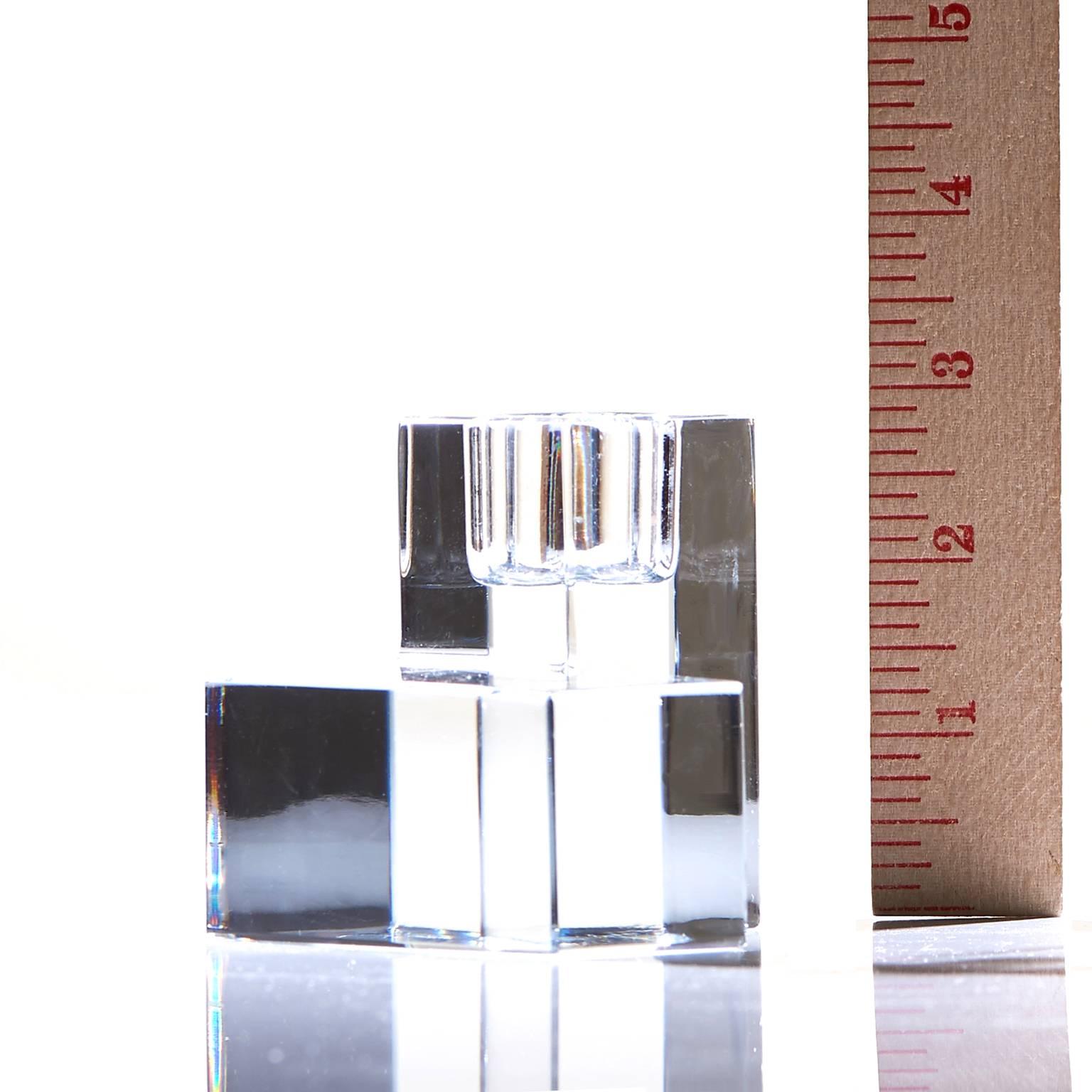 Modernist Cubic Baccarat Crystal Candlesticks 1