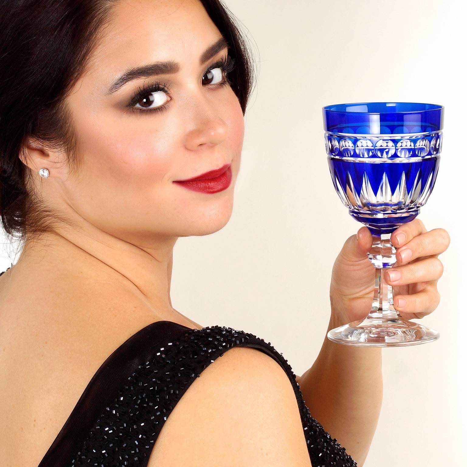 blue crystal goblets