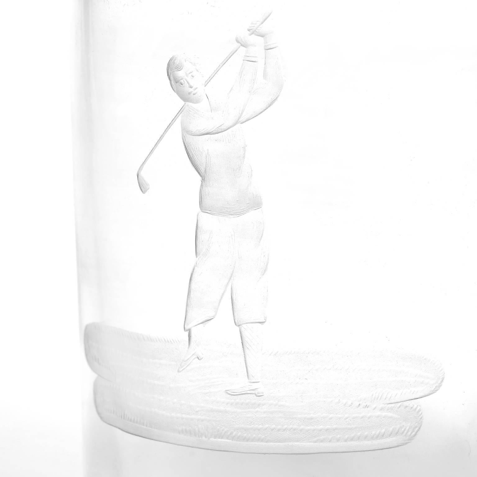 Art Deco Hawkes Golfing Decanter with Locking Sterling Silver Top