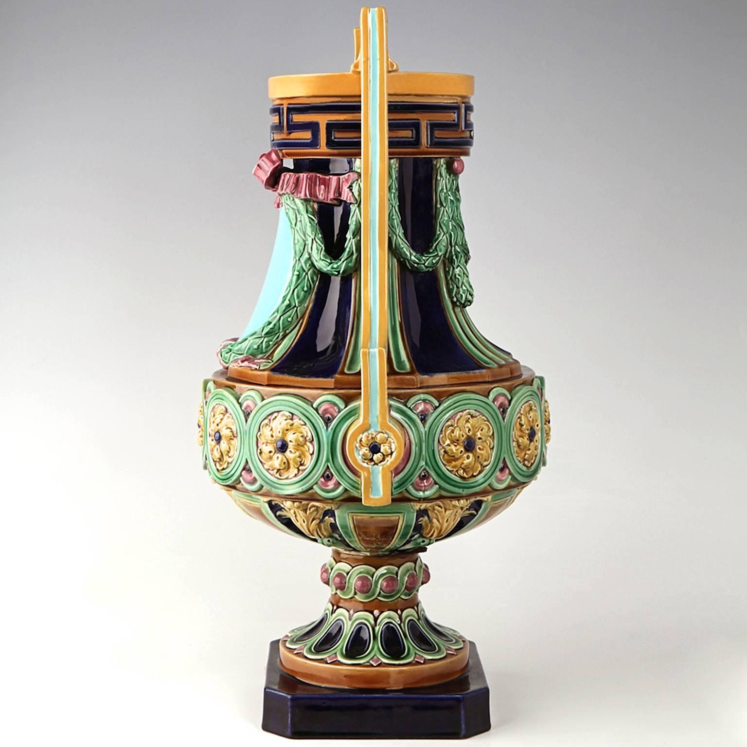 Huge Minton Majolica Vase In Excellent Condition For Sale In Litchfield, CT