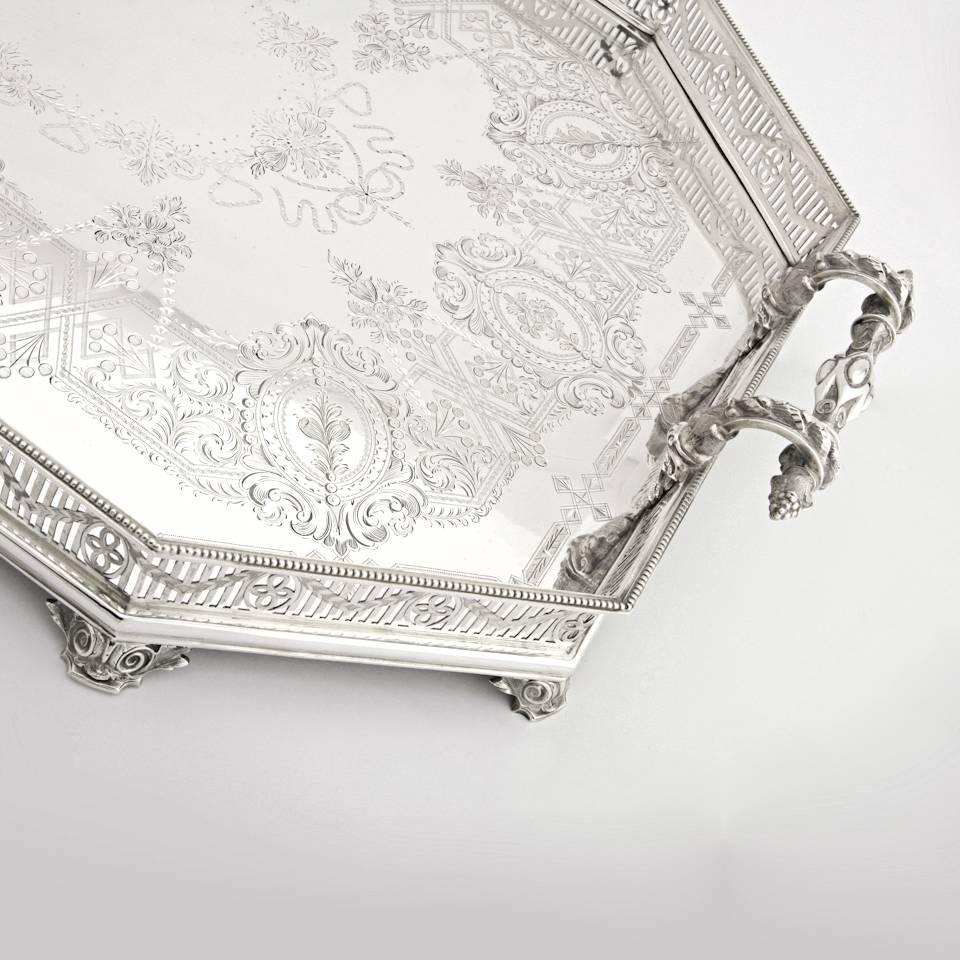 English Massive Victorian Sterling Tray by Martin & Hall