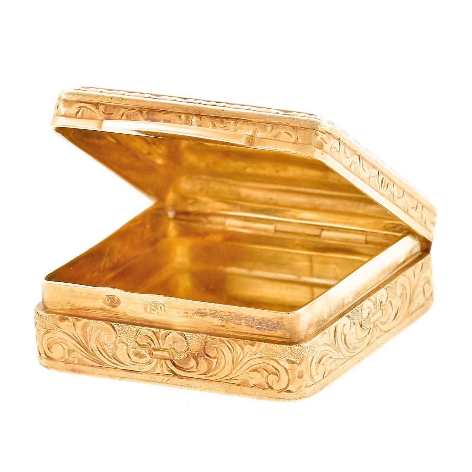 Swiss Art Deco Gold Pill Box