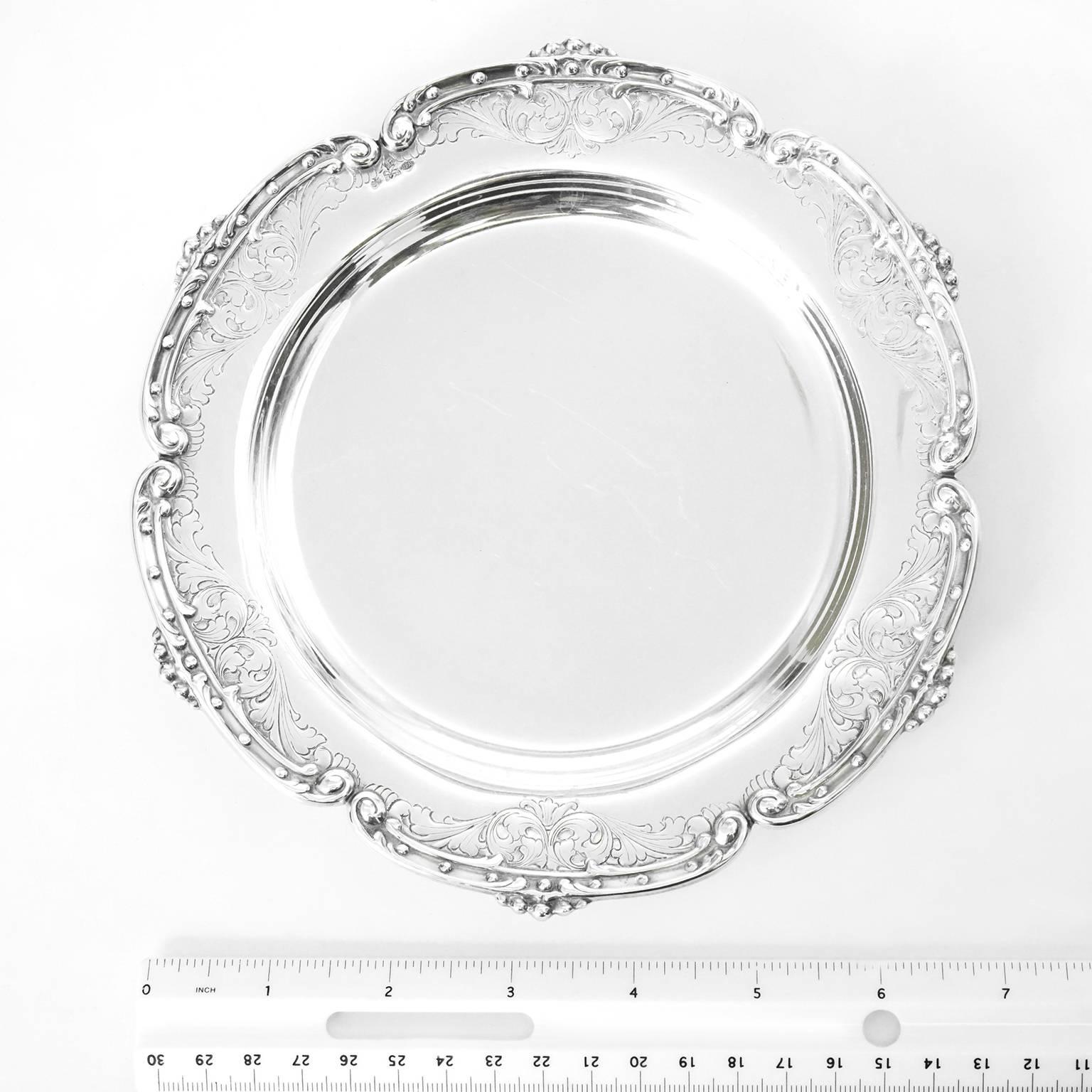 Mid-20th Century Twelve .800 Silver Dessert Plates c1950s by Bellini