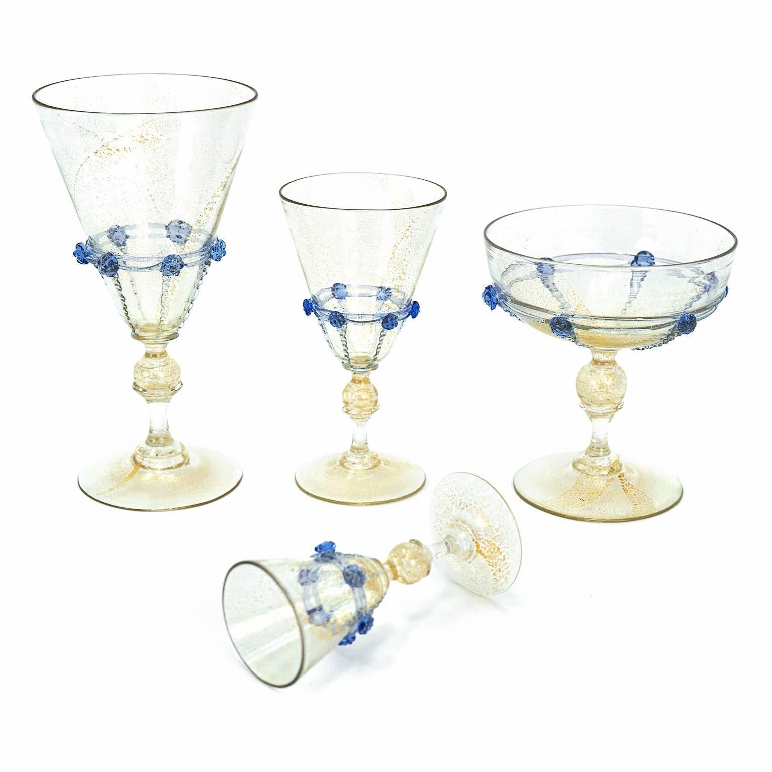 Early 20th Century Large Art Deco Venetian Glass, Set for 14