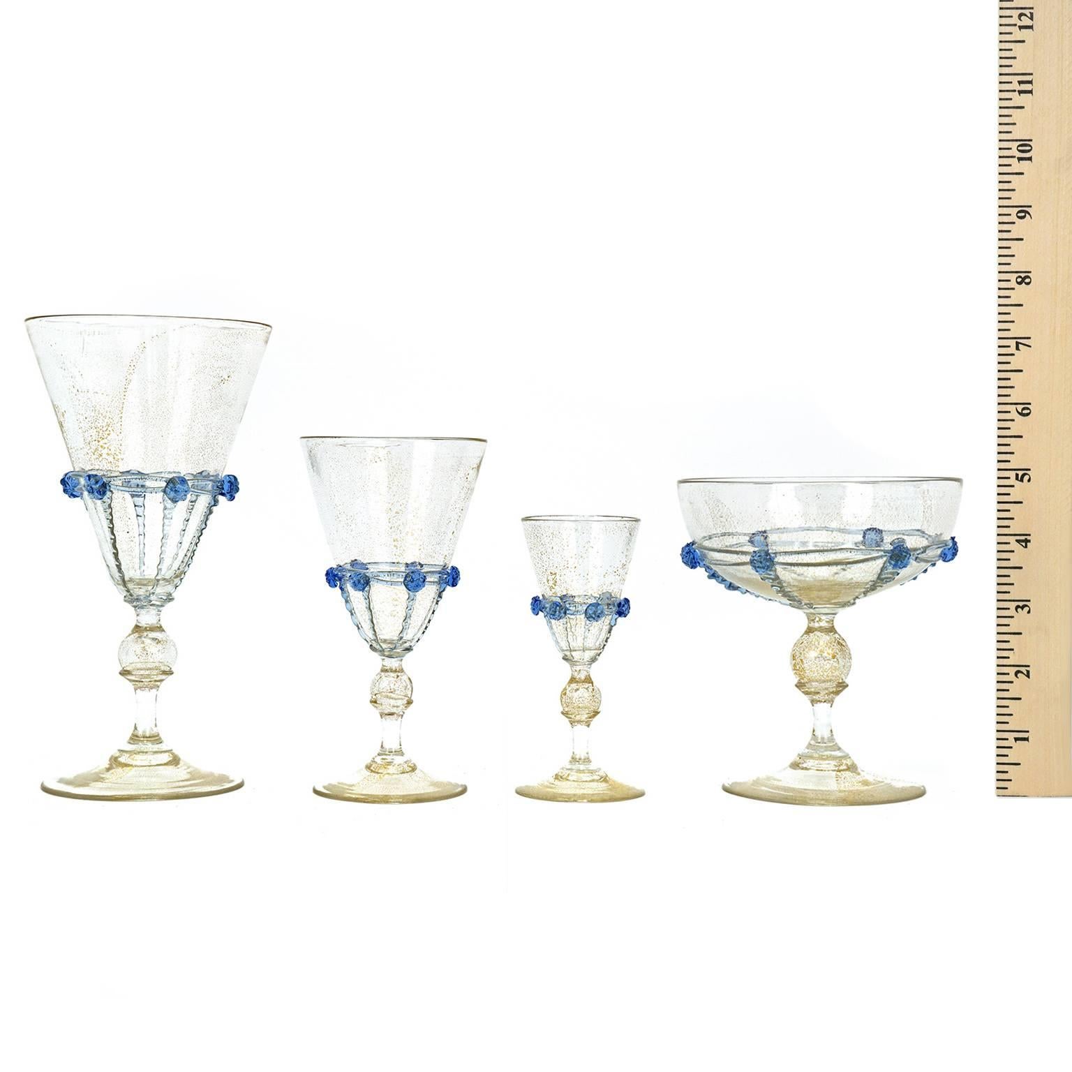 Large Art Deco Venetian Glass, Set for 14 1