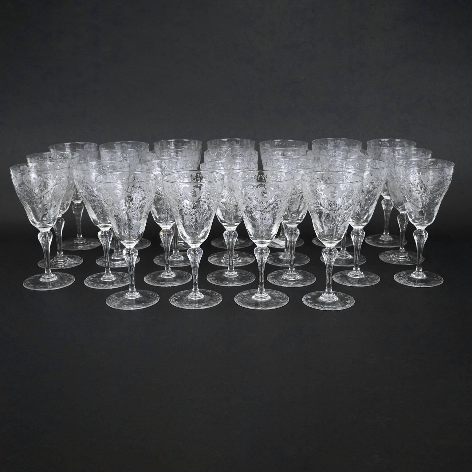 Late 19th Century Spectacular Set of 24 Thomas Webb Rock Crystal Water Goblets For Sale