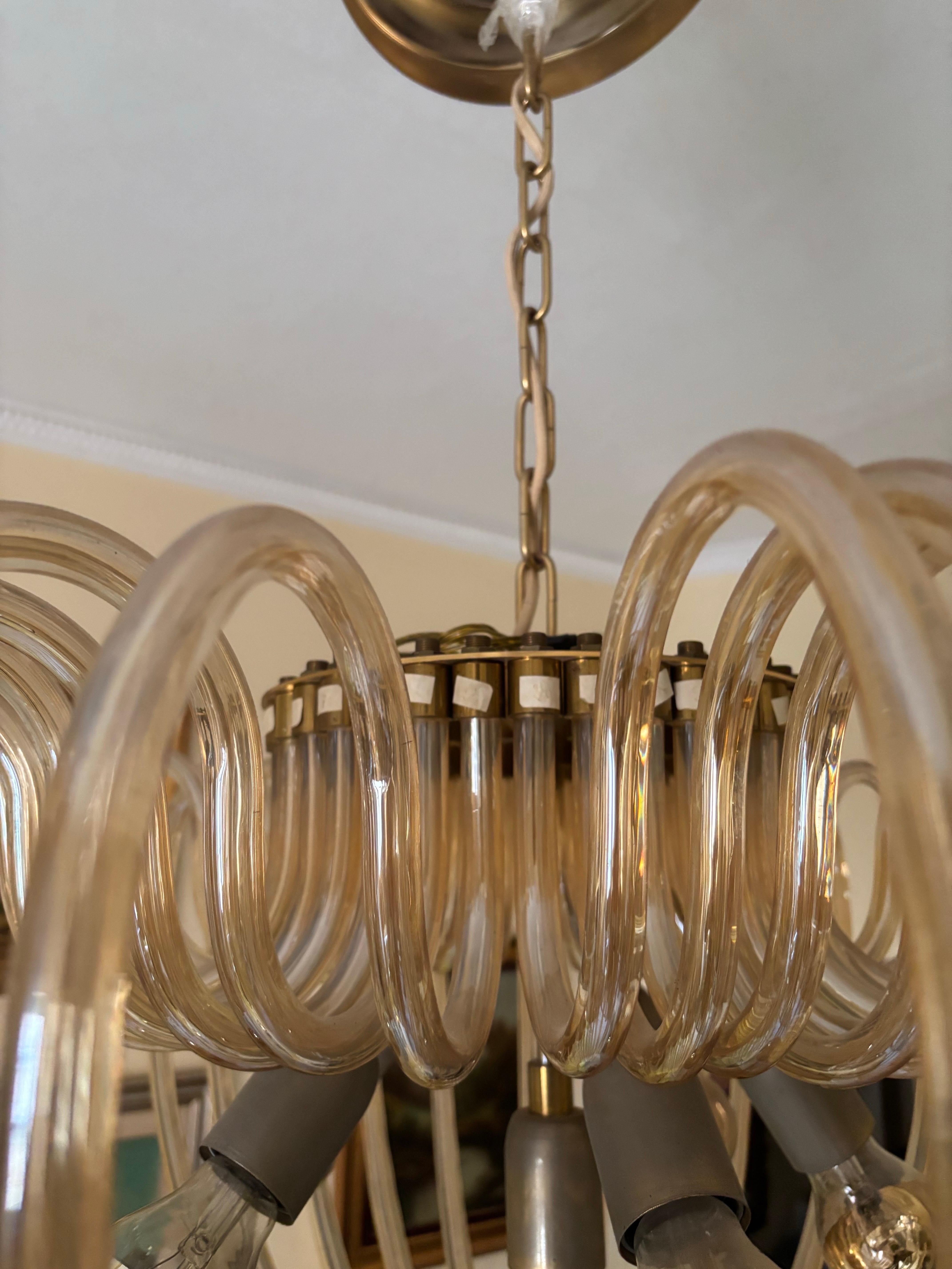 Venini mid-century Murano glass ''Champagne'' chandelier. 10