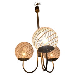 Venini Chandelier with Murano Glass Filigree and Brass 69's
