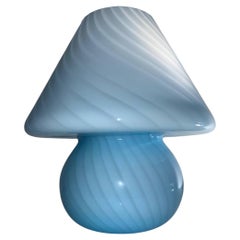 Murano Glass Table Lamp by Venini, Blue Mushroom Design, Italy 1969 XL