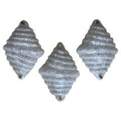 Venini Wall Sconces, Murano Glass, Shell Design, Antique, 1960