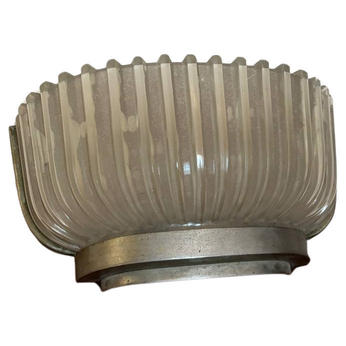 Seguso 1930 brass nickel glass wall sconce For Sale
