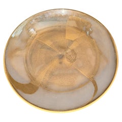 Plato de centro de mesa Barovier&Toso en cristal de Murano transparente y oro Siglo XX