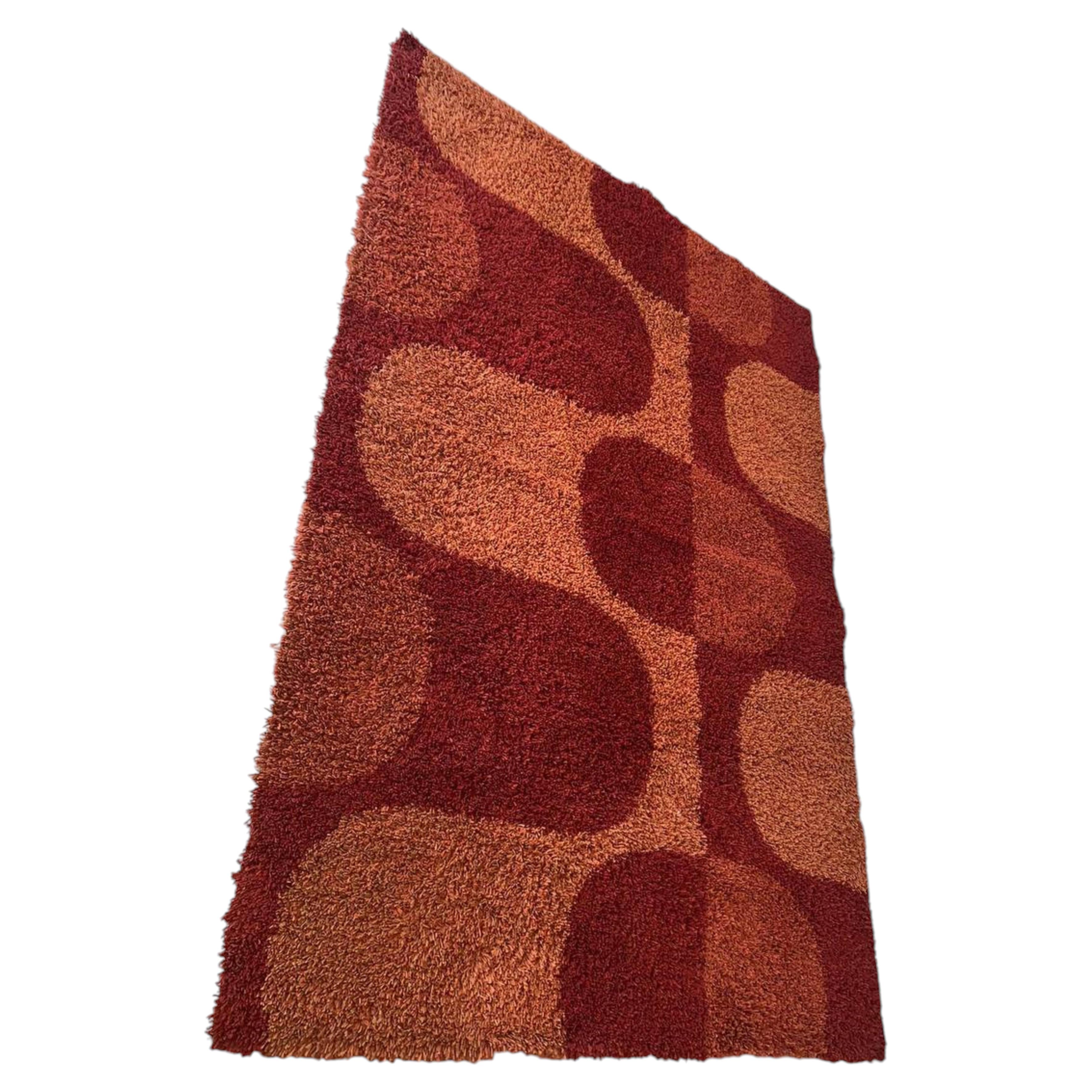 Vintage Red Rya Rug by Ege Taepper, Handcrafted in Denmark, 1970s