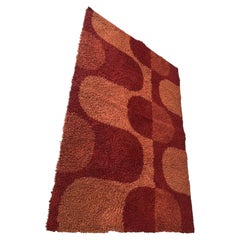 Alfombra Rya «Vintage Red» de Ege Taepper, elaborada a mano en Dinamarca, década de 1970