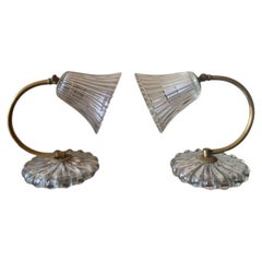 Lampes de table Ercole Barovier, verre de Murano et laiton, Italie, design des années 1940