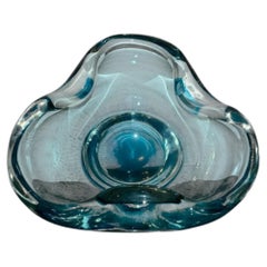 Posacenere Seguso, Flavio Poli/ Svuotatasche in Vetro Sommerso Blu Turchese 50's
