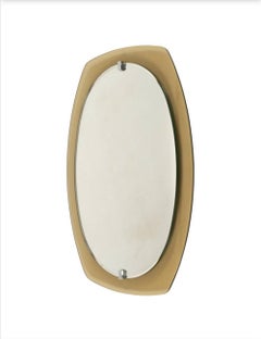 Miroir mural du milieu du siècle avec cadre en verre doré Fontana Arte pour Veca
