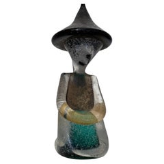 Seltene orientalische Figur aus Murano-Glas von Archimede Seguso mit Blattgold und Corroso-Effekt, 1950