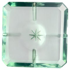 Großes Aschenbecher „Crystal Star“ von Pietro Chiesa, Fontana Arte, in der Farbe „Nile Green“, mit Gravur