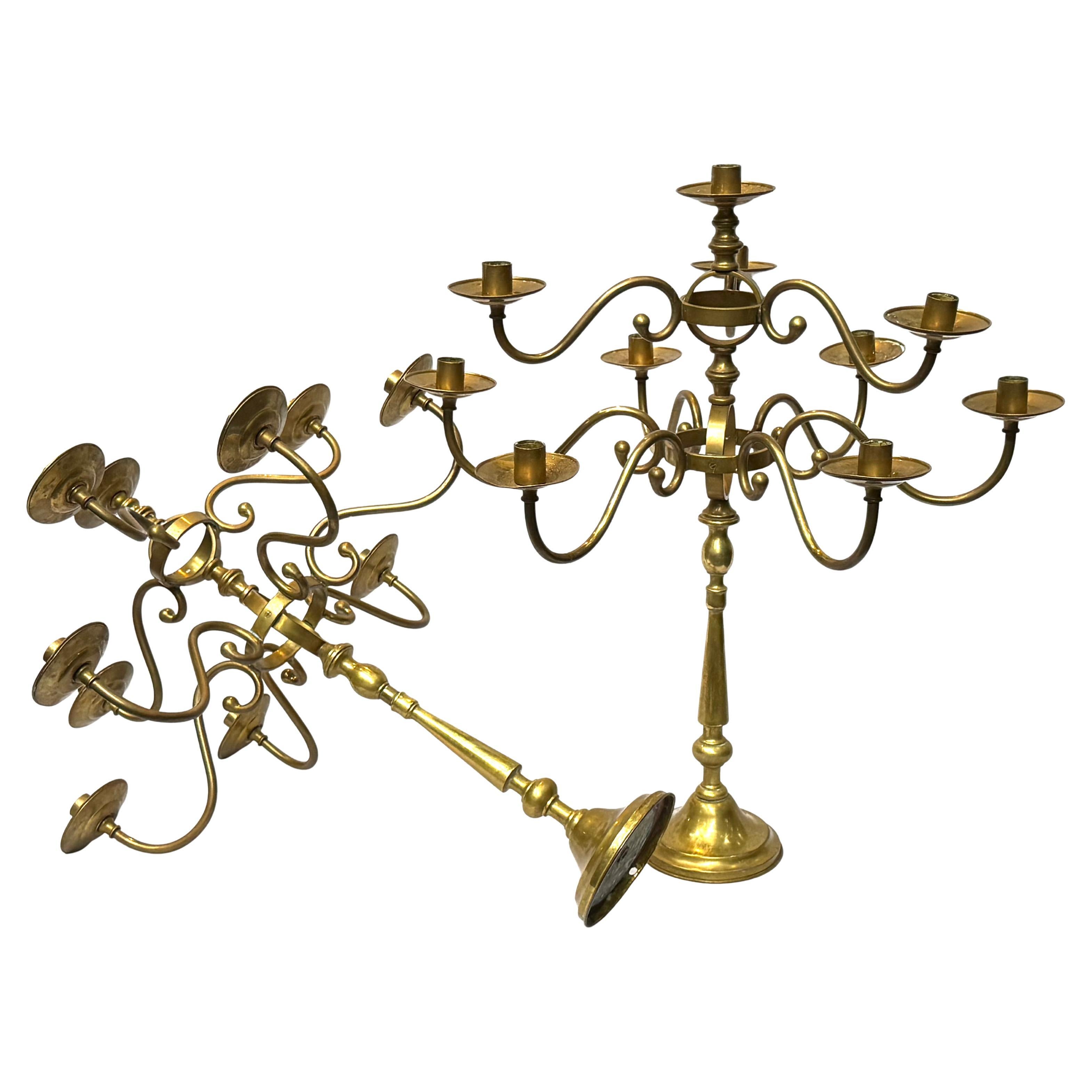 Coppia monumentale di candelabri in ottone degli anni '60 di Madame Journel in vendita
