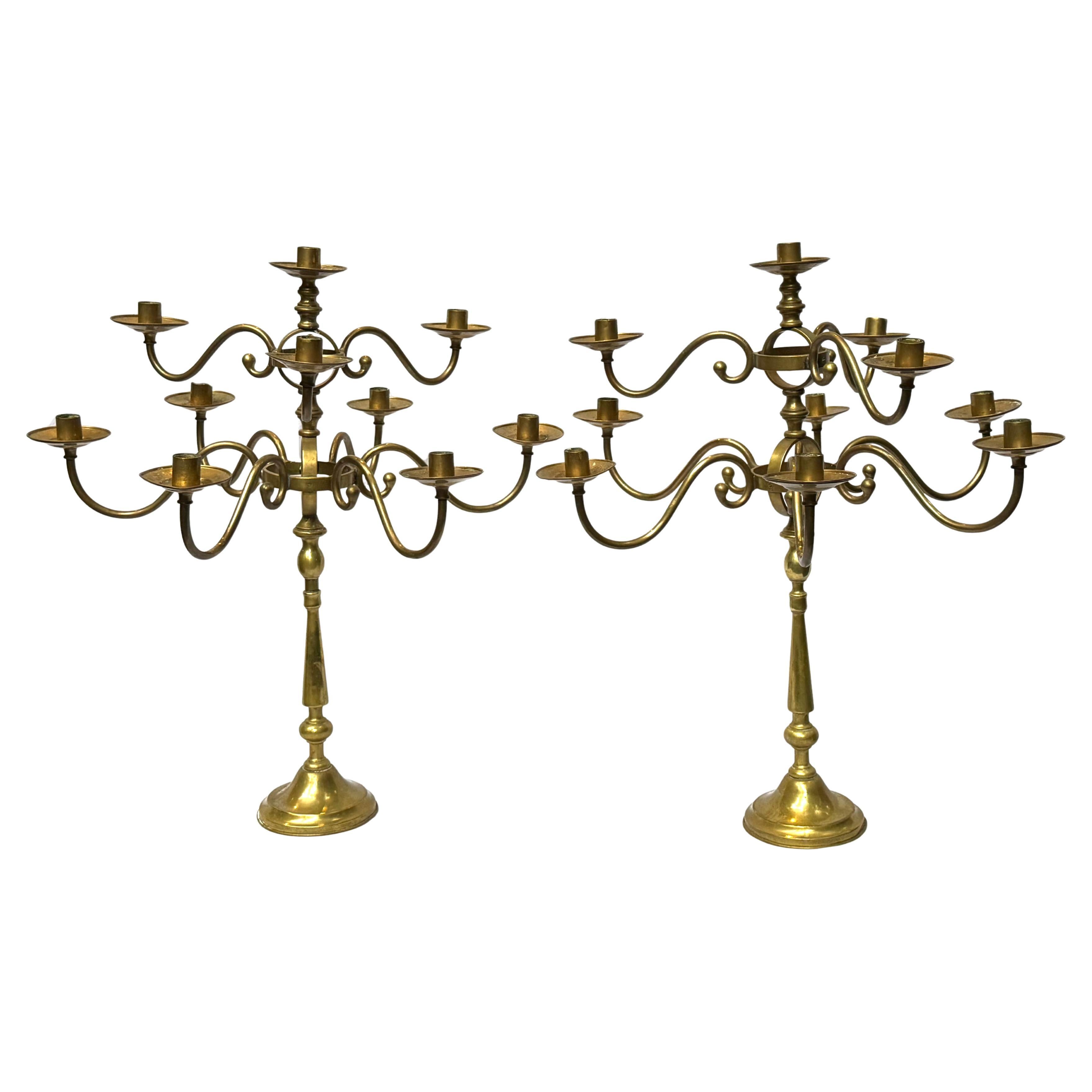 Metà XX secolo Coppia monumentale di candelabri in ottone degli anni '60 di Madame Journel in vendita