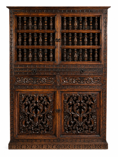 Rare Find — Spanish Colonial–Style Carved Cedar Cabinet, Peru, circa 1930–1940