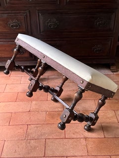 Circa 1960 Brazilian Colonial Revival Bench in Darkened Cedar